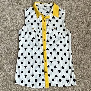 American Rag Heart Button Up Sleeveless Shirt (X-Small)